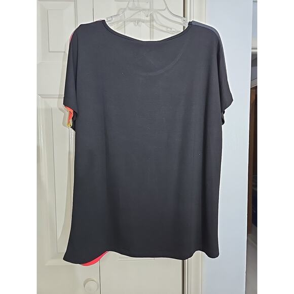 Plus Sz 18-20 Womens Multicolor Short Sleeve Blouse Casual Career Fun - Picture 2 of 8